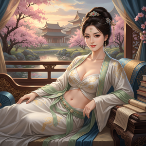 令妃娘娘果然是三宫六院中的极品。只见她身体白如膏脂，腻而润滑；胸前的两对乳房更是大得惊人，并且尖挺而立；平滑的小腹，竟然像未处世的少女一般