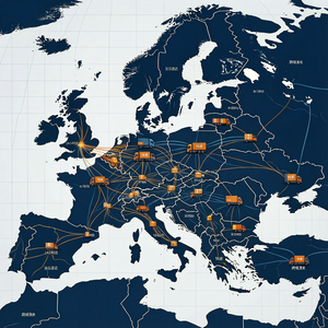 起点在比利时 覆盖全欧洲的物流图 包裹 自送卡车 快递等