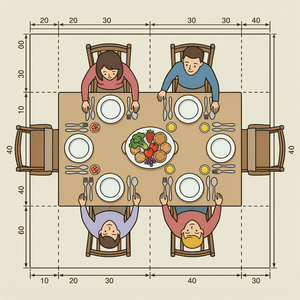 四人餐桌平面图
