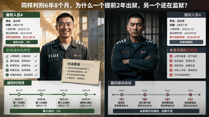 同样是判刑6年8个月，为什么一个提前2年出狱，另一个还在监狱？  